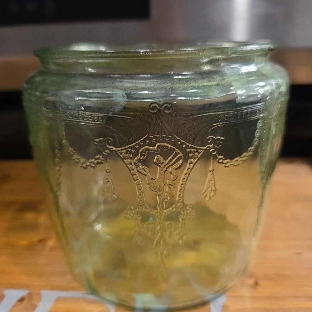 Uranium Depression‎ Glass Cookie Jar Canister Cameo Ballerina 6
